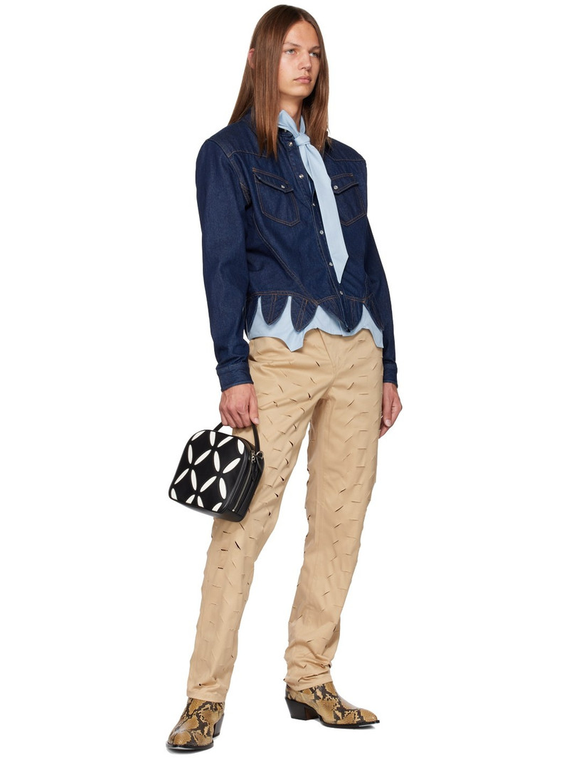 JUNTAE KIM Beige Slashed Trousers outlook