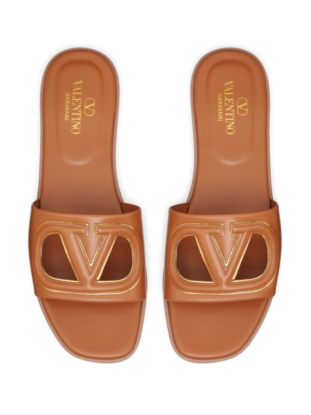 VLogo Signature flat leather sandals - 4