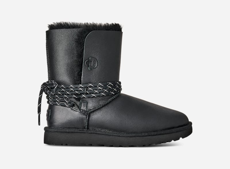 ® Women's Bailey Tie Leather Sheepskin Classic Boots in Black 1