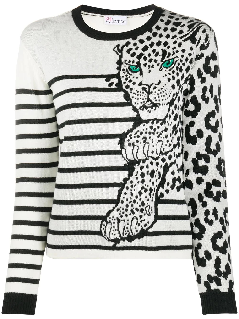 intarsia-knit leopard striped jumper - 1