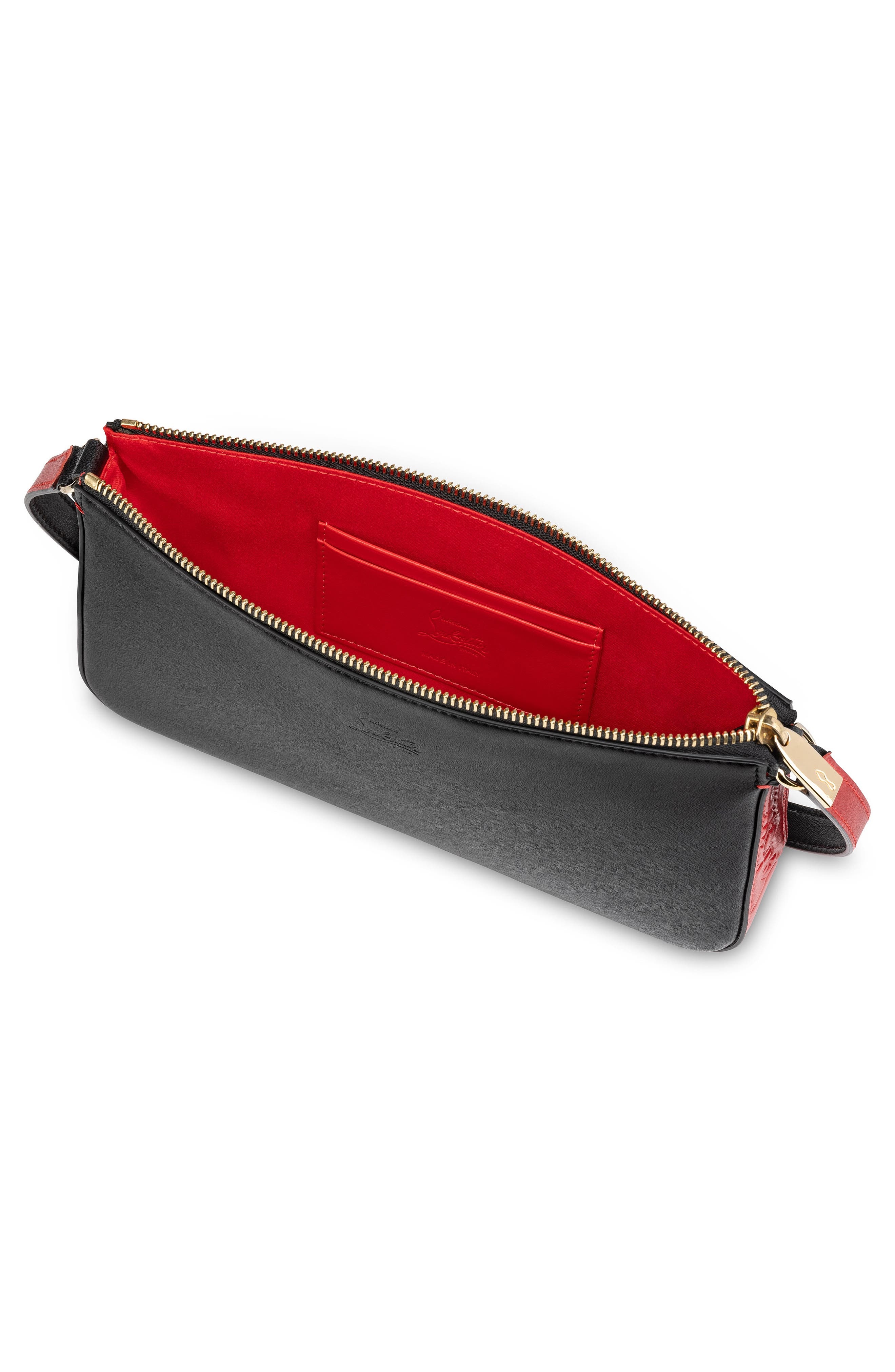 Christian Louboutin Loubila Leather Shoulder Bag in Black/Red at Nordstrom - 2