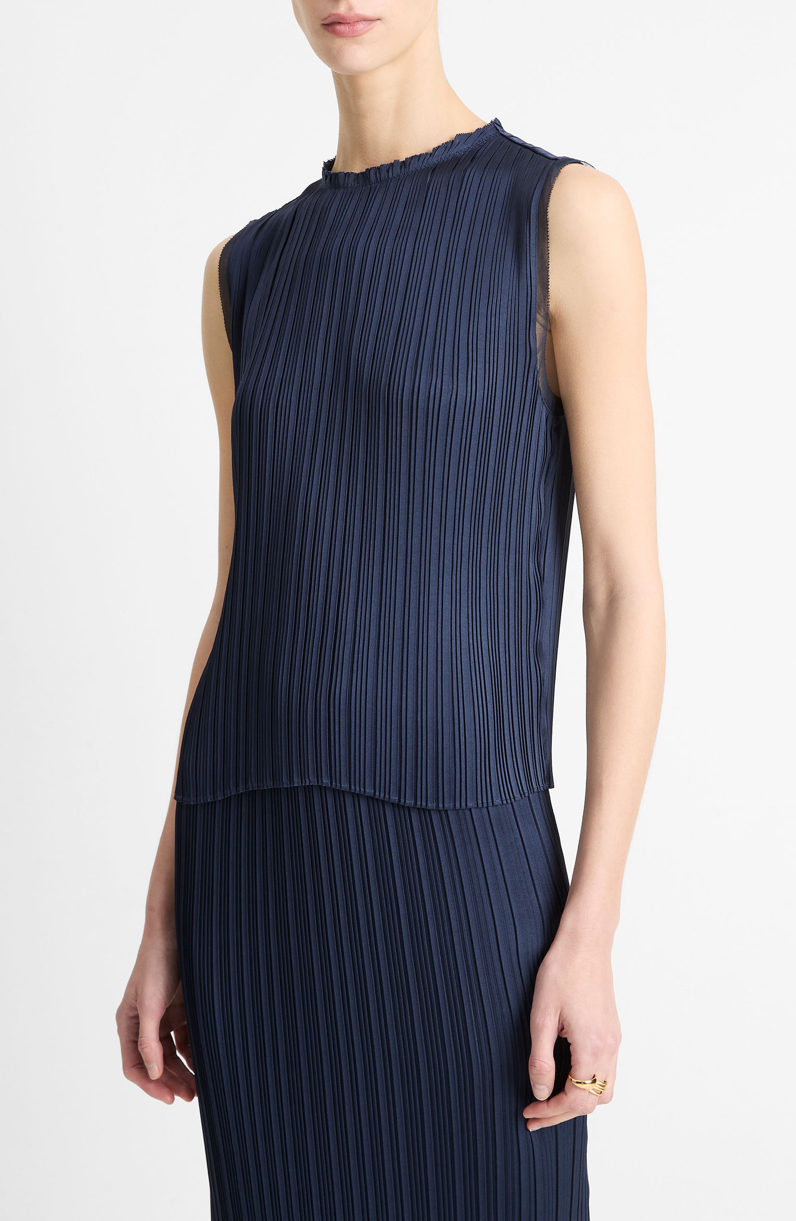 Vince Plissé Sleeveless Top in Coastal Blue at Nordstrom - 3