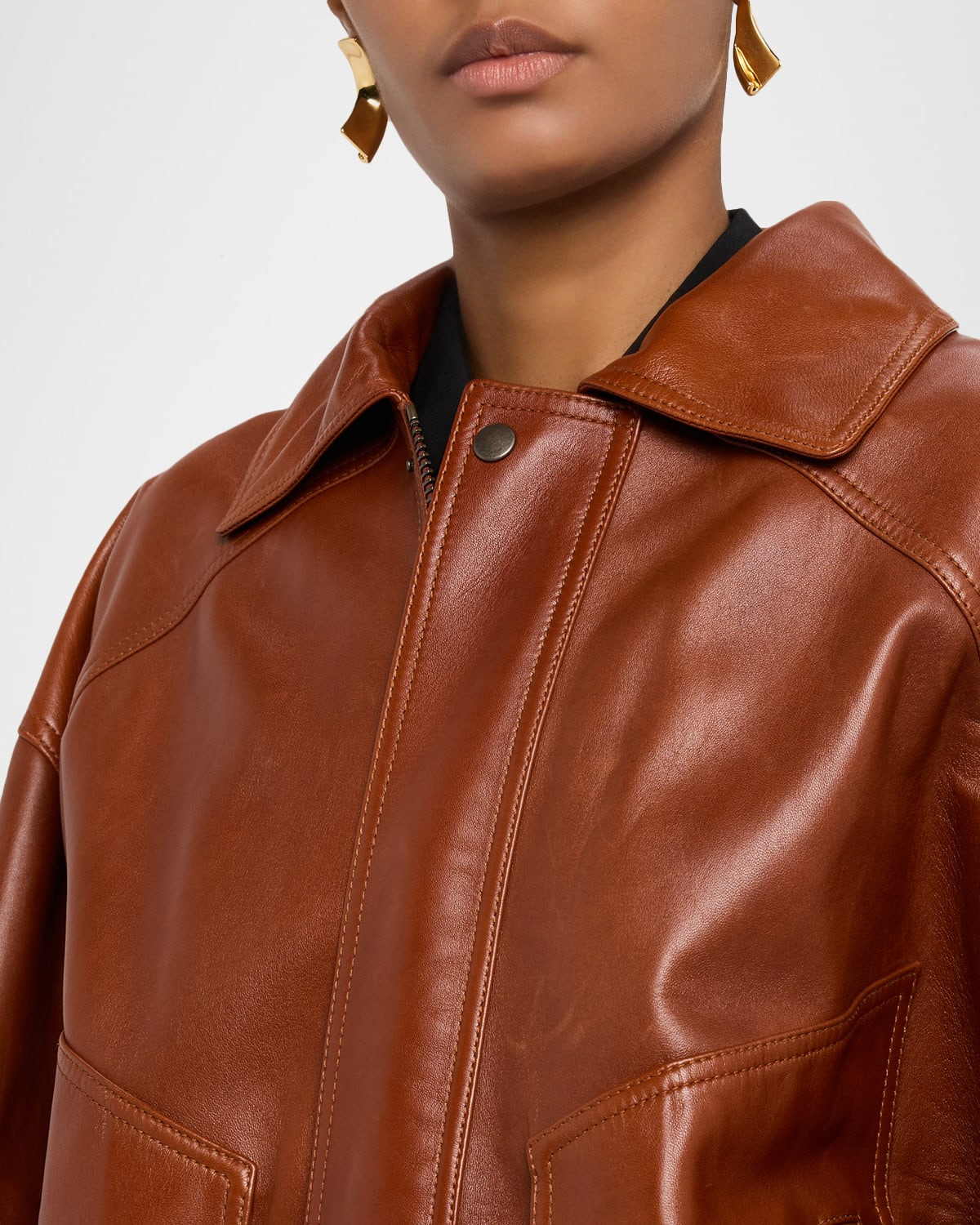 Oversized Leather Jacket - 5
