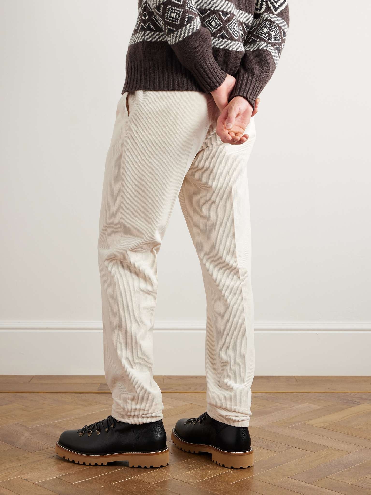 Straight-Leg Pleated Cotton-Corduroy Trousers - 4