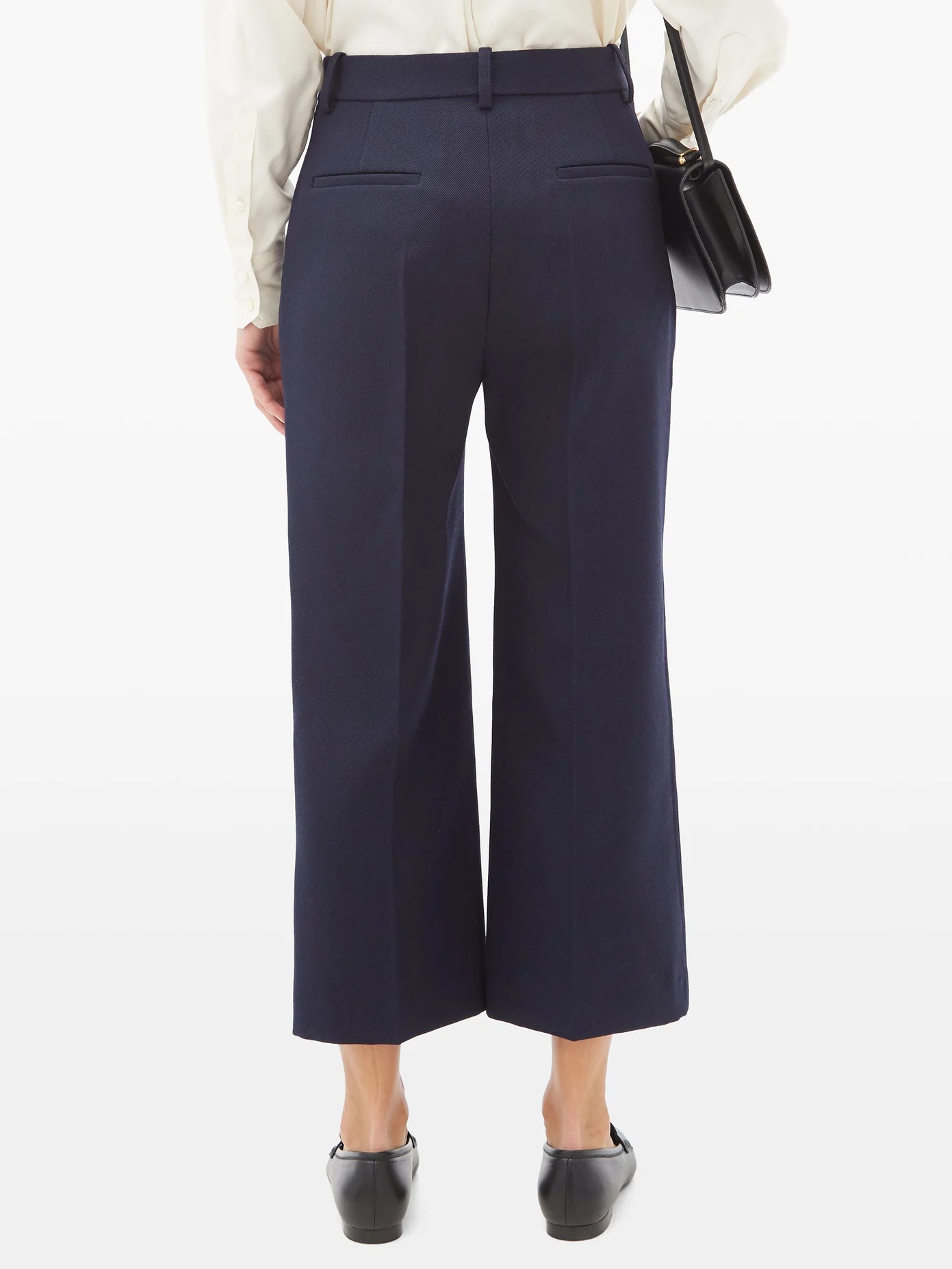 Wool-twill cropped kick-flare trousers - 5