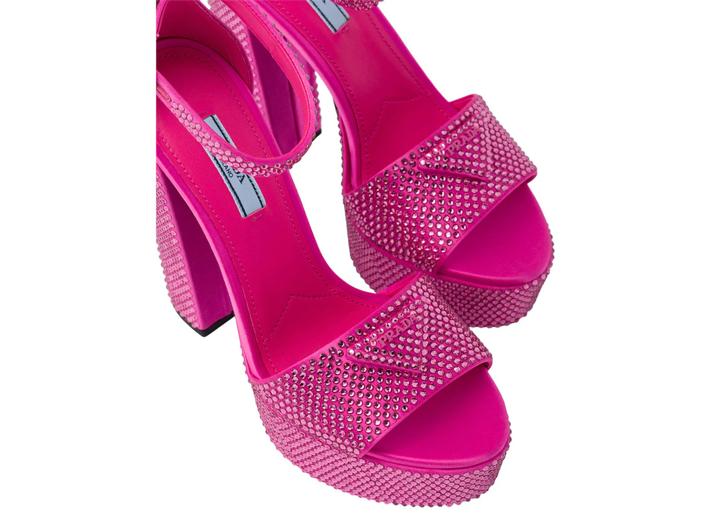Prada 135mm Crystal Platform Sandals Begonia Pink Satin - 3