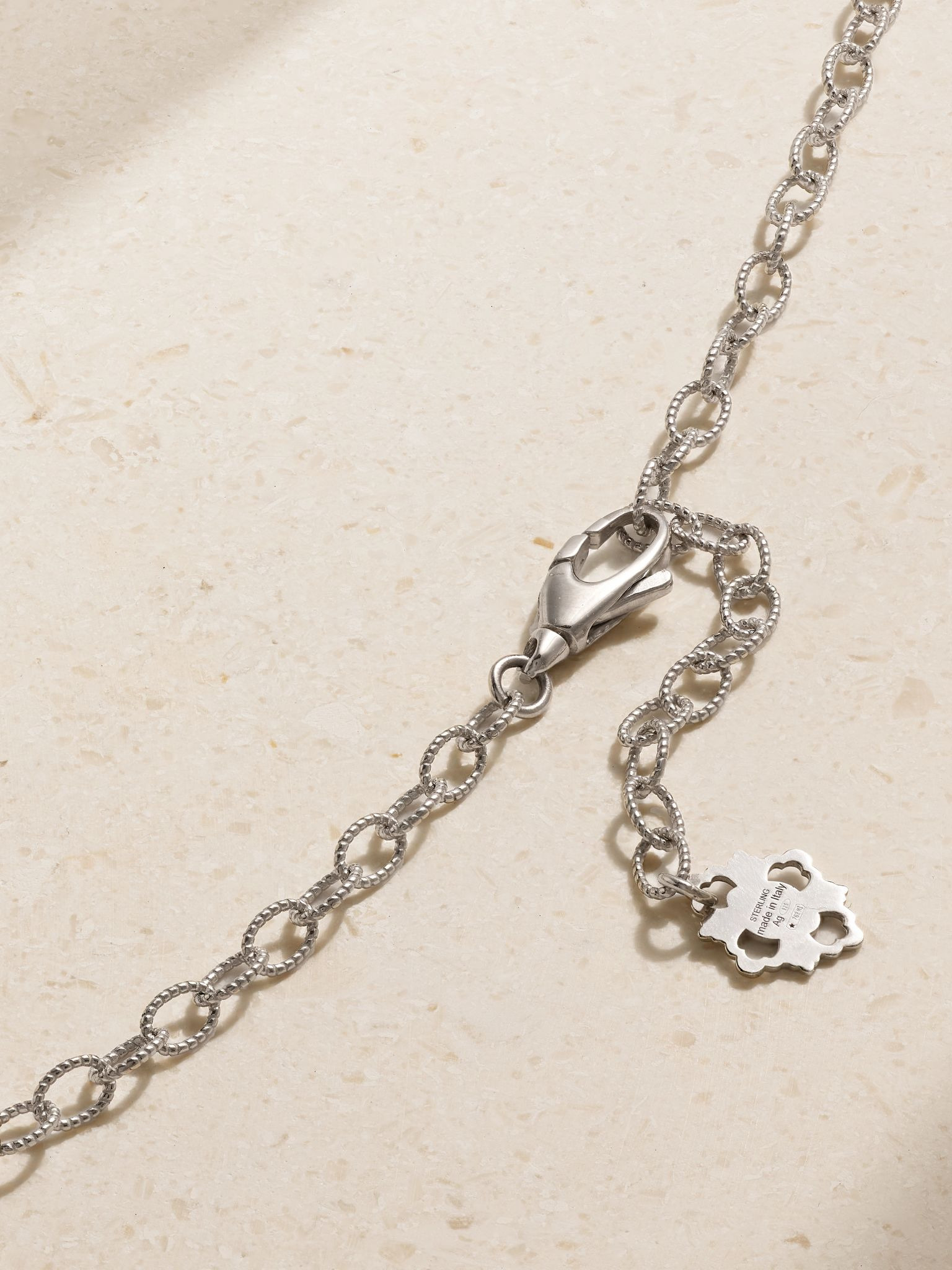 Blossom sterling silver and gold-plated, jasper and diamond necklace Silver - 3
