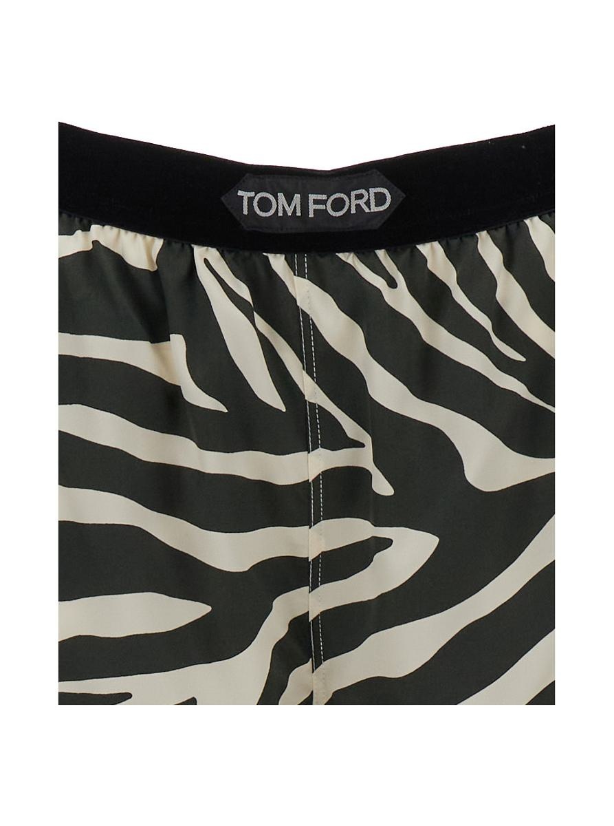 TOM FORD WHITE AND BLACK ALL-OVER ZEBRA PRINT SHORTS IN SILK BLEND WOMAN - 3