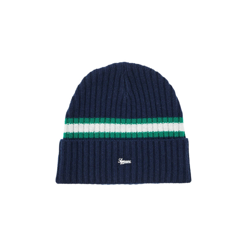 Supreme Stripe Cashmere Beanie 'Navy' - 1