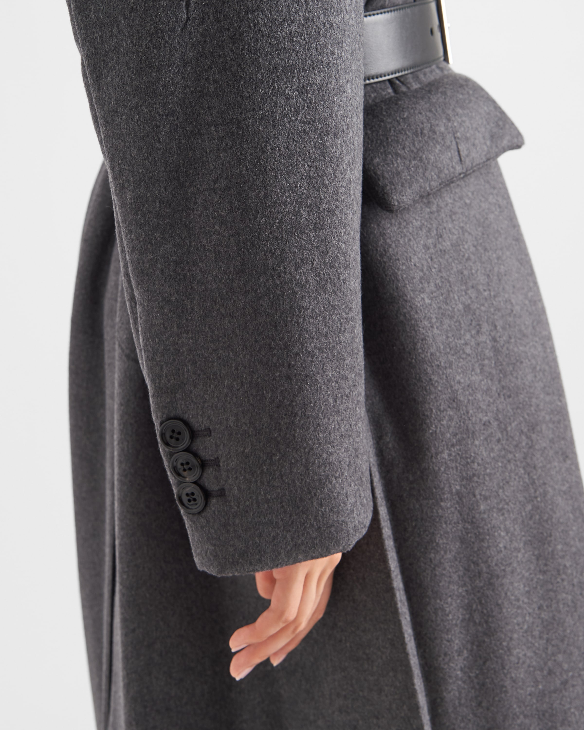 【プラダ・PRADA】Single-breasted belted cashmere coat Prada Single-breasted Belted Cashmere Coat In Grey | ModeSens