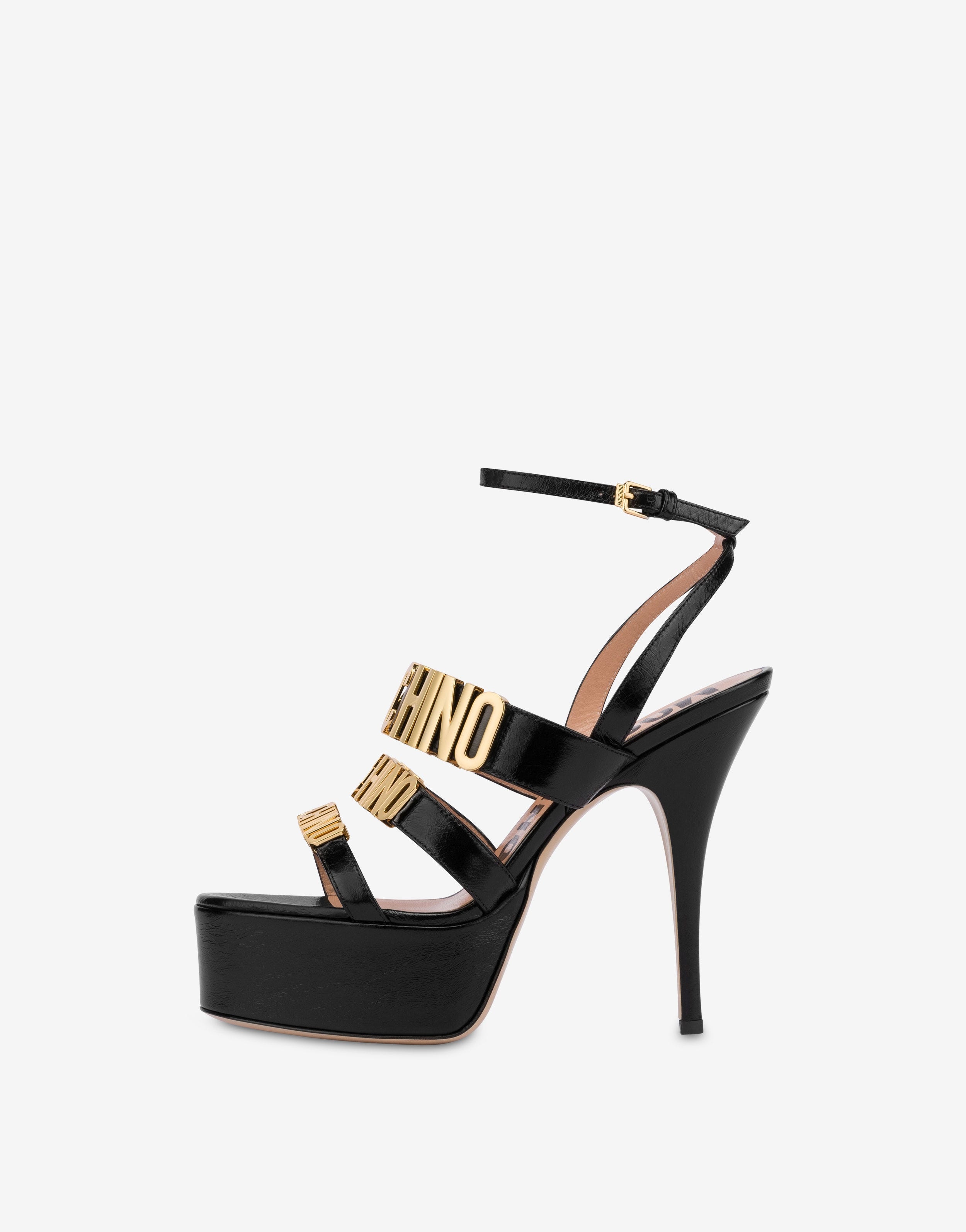 DEGRADÉ METAL LOGO HIGH-HEELED CALFSKIN SANDALS - 2