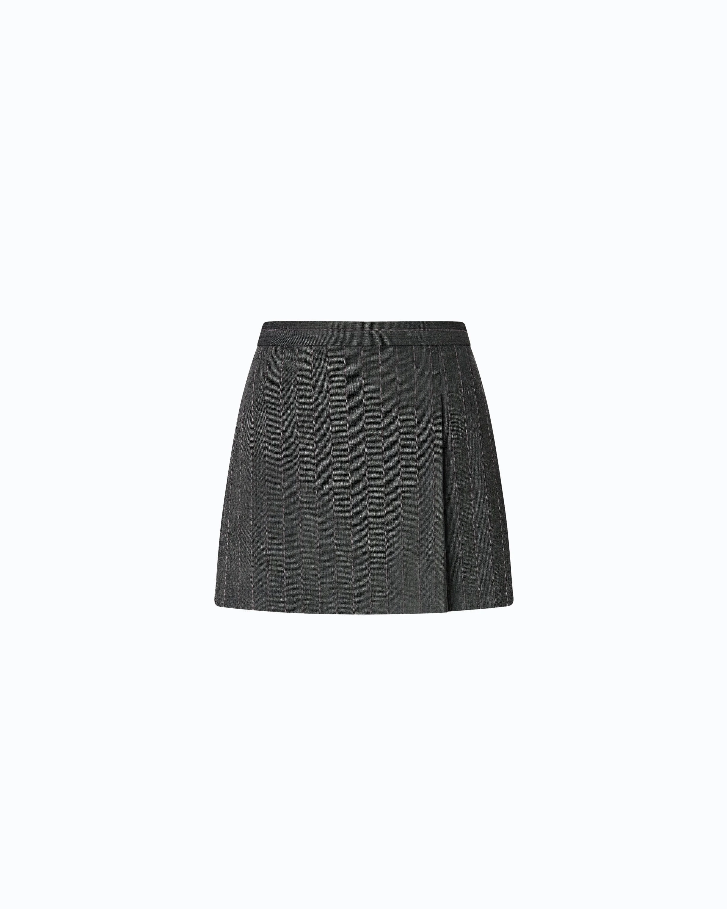 PINSTRIPED MINI SKIRT WITH MACRO PLEATS - 1