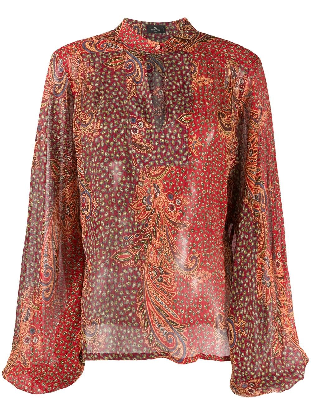 paisley-print silk blouse - 1