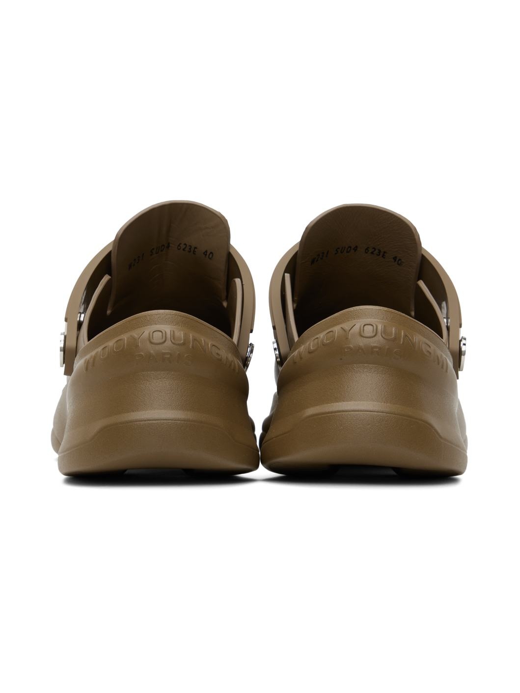 Beige Embossed Clogs - 2