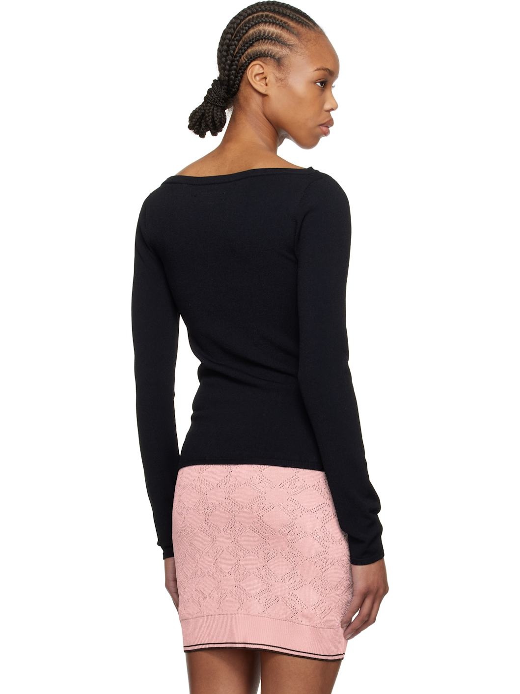 Black Long Sleeve Keyhole T-shirt - 3