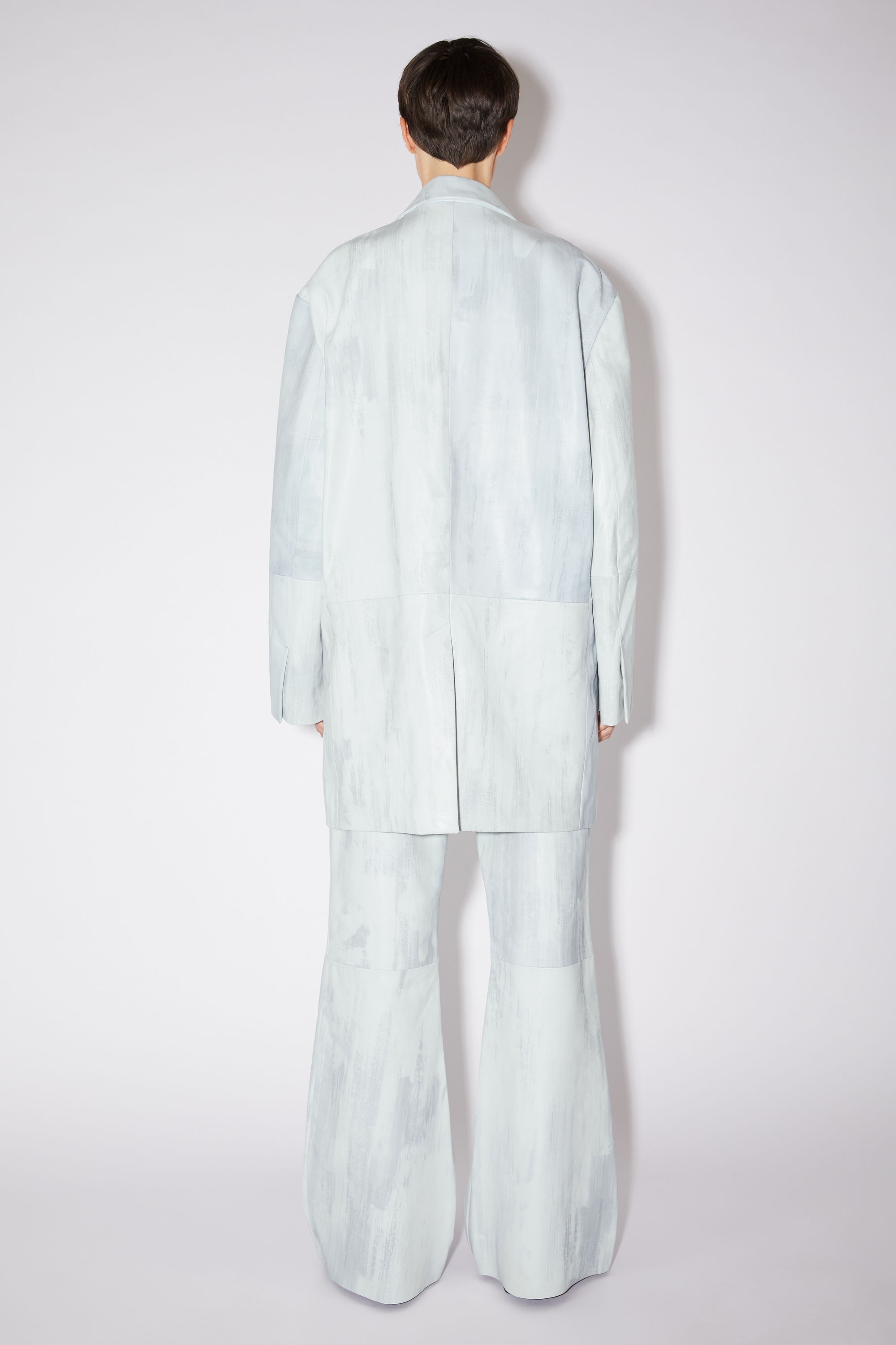 Leather single-breasted jacket - Cold white - 4