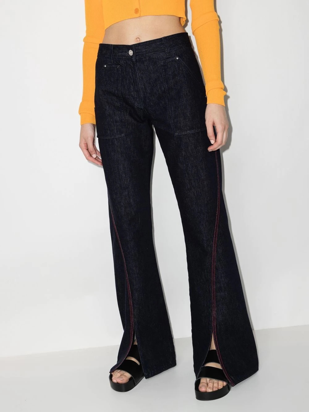 front-slit wide-leg jeans - 2