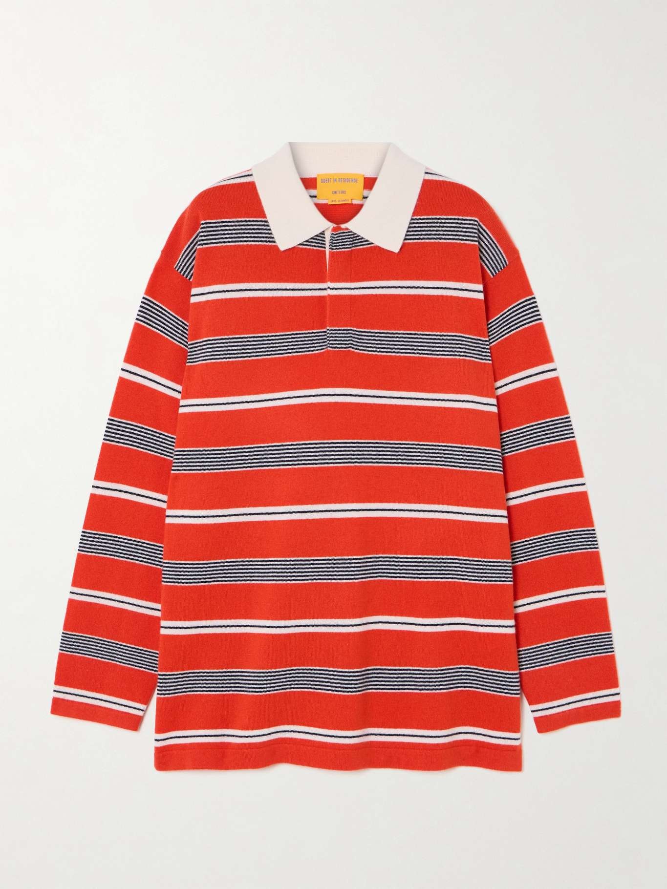 Striped cashmere polo shirt Red - 1