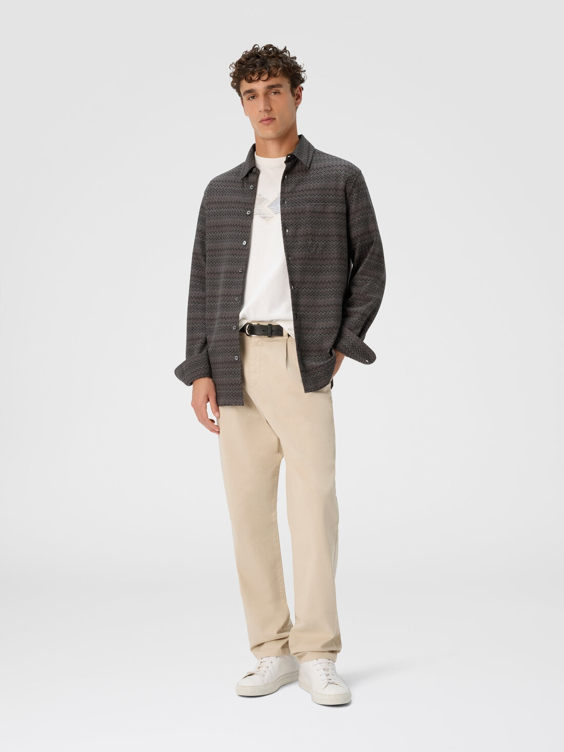 Shirt with Micro Zigzag Tone on Tone - 2