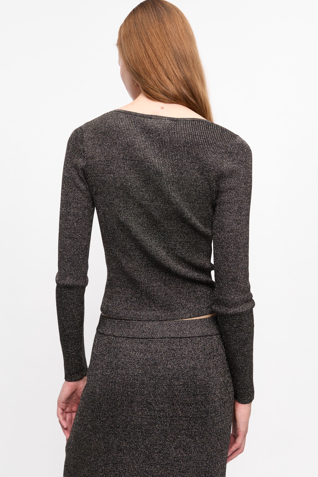 BLACK AND GOLD SPARKLE TIE STRING CARDIGAN - 3
