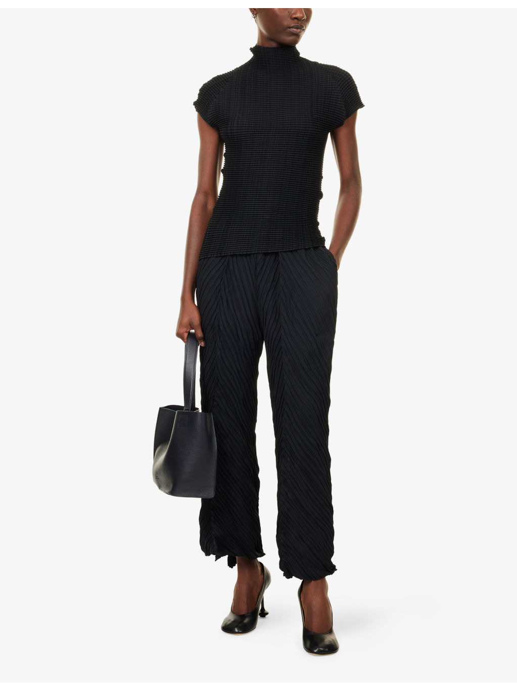 Textured Cap-Sleeves Knitted Top - 2