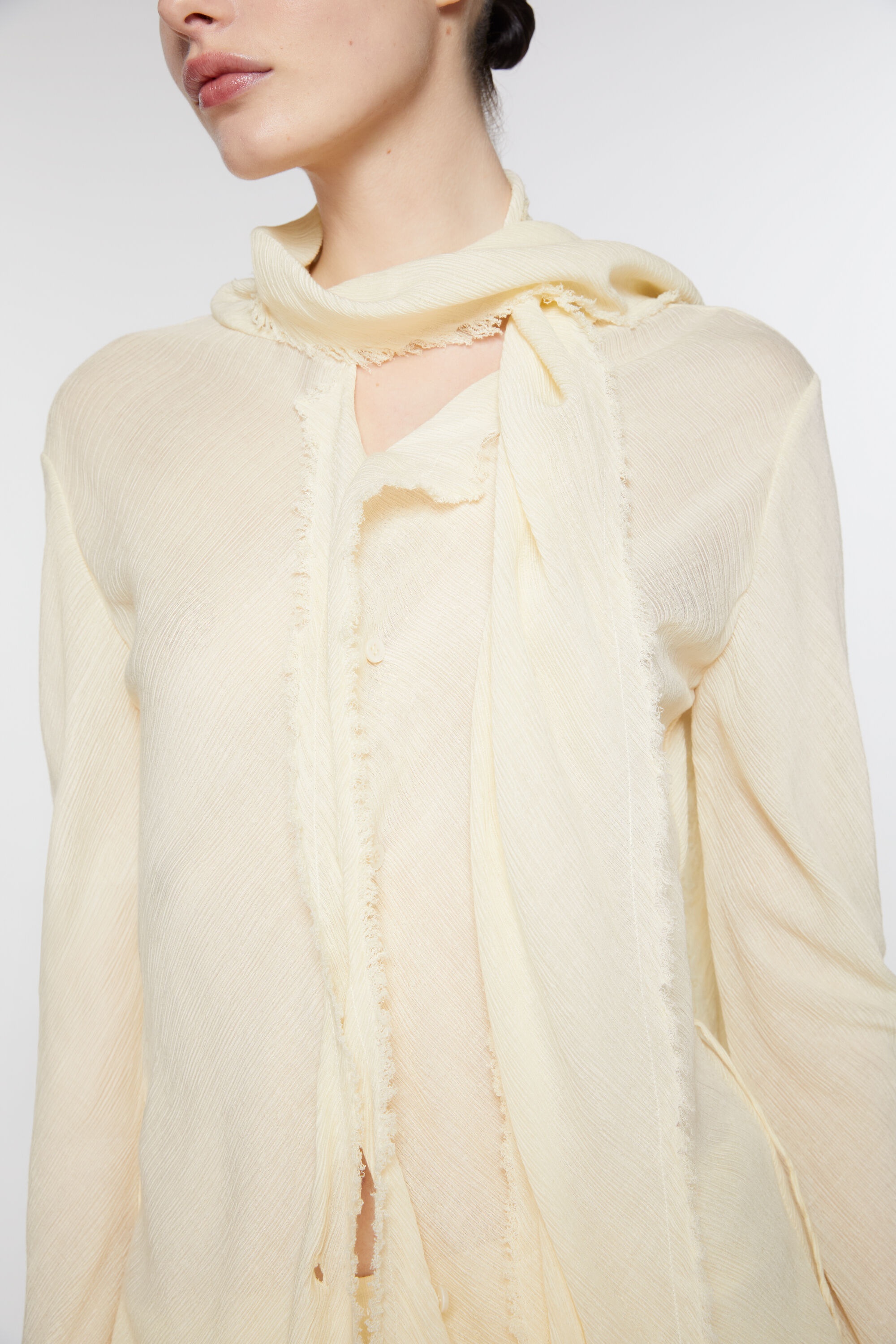 Crepe scarf blouse - Warm white - 5