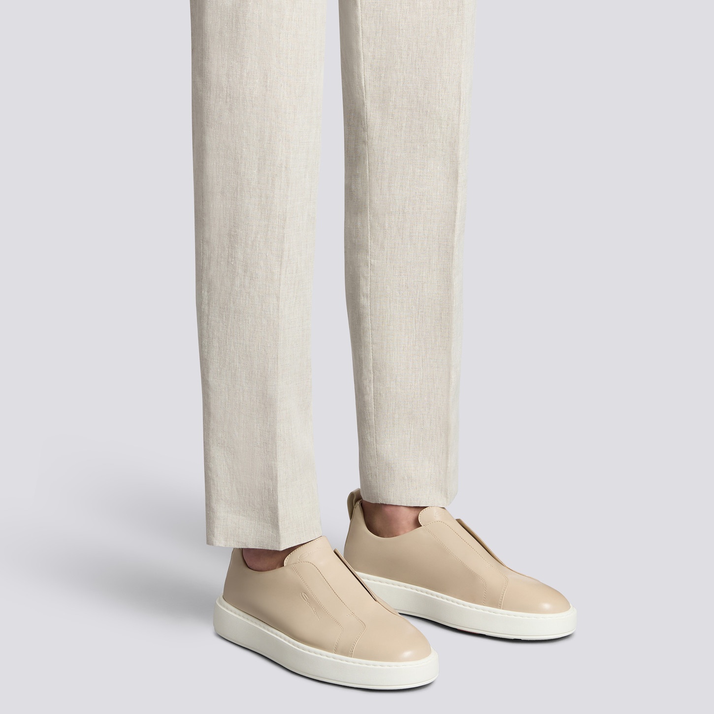 Men's beige leather slip-on sneaker - 2