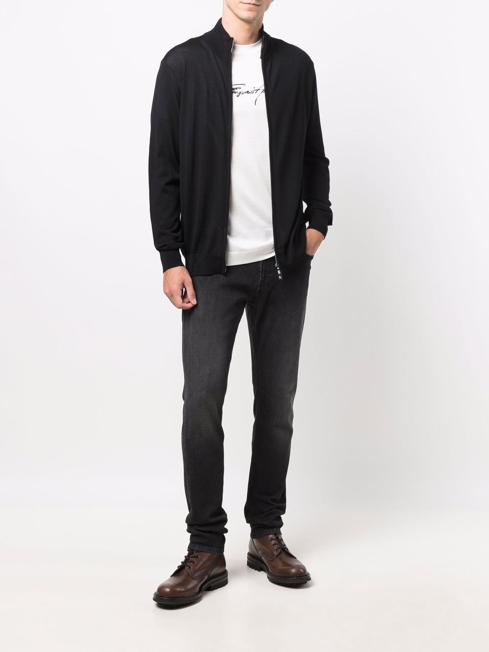 zip-up knitted jumper - 2