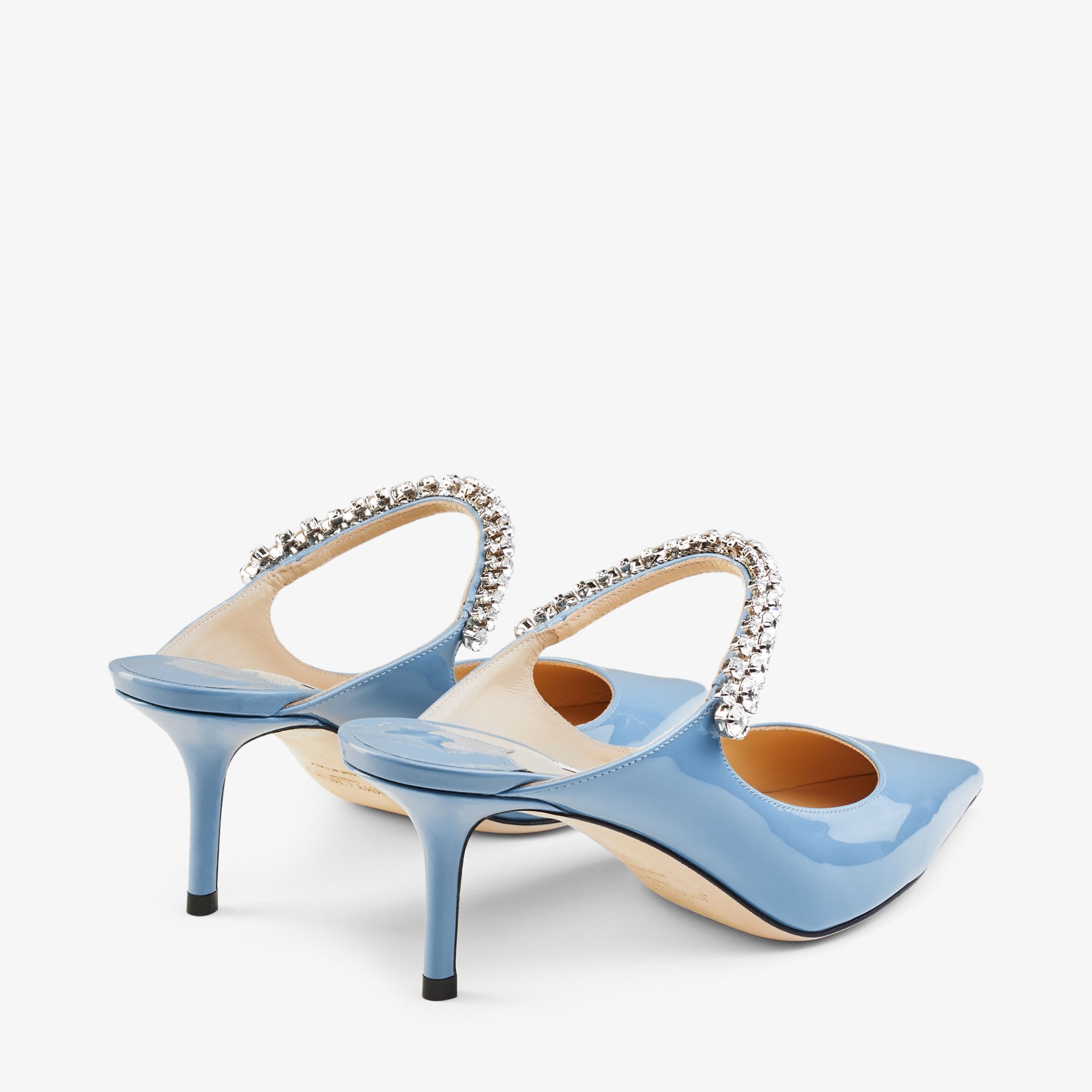 Bing 65
Smoky Blue Patent Leather Mules with Crystal Strap - 6