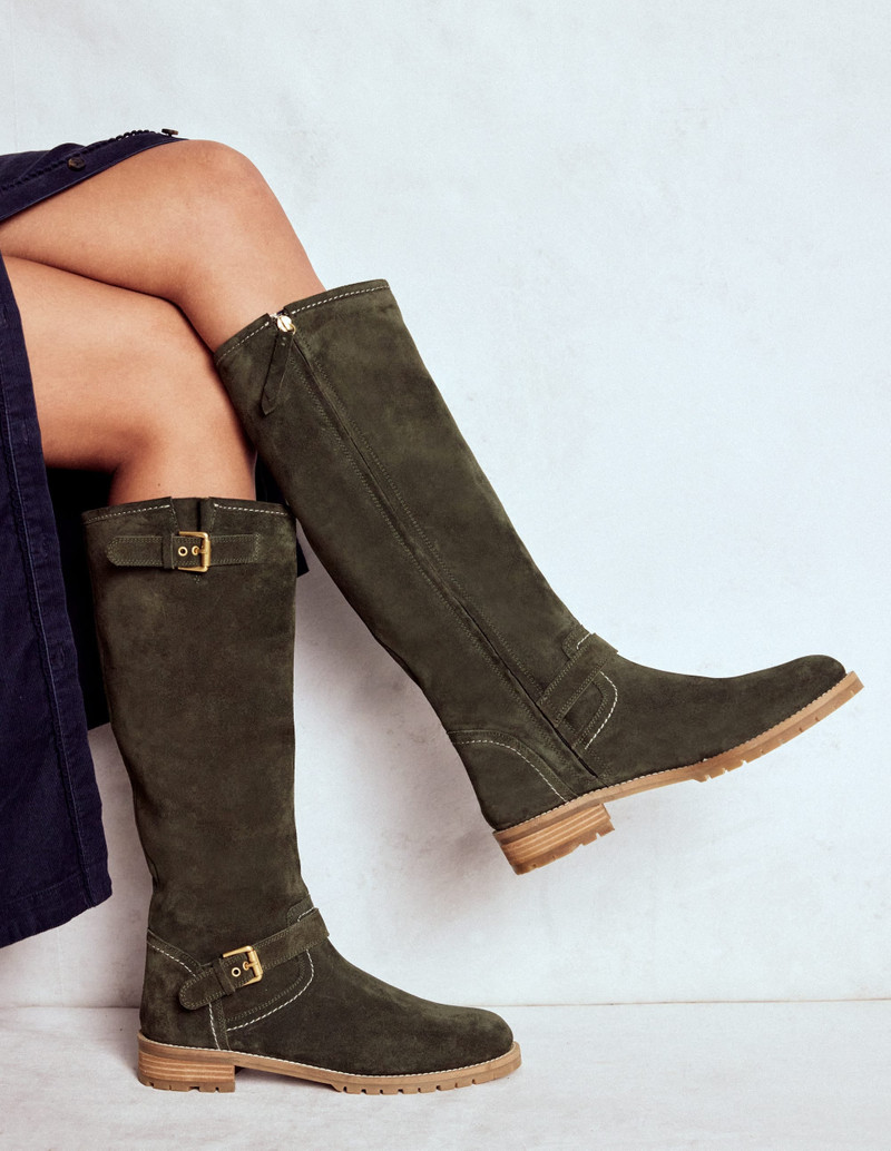BODEN Buckle Knee High Boots-Woodland Green outlook