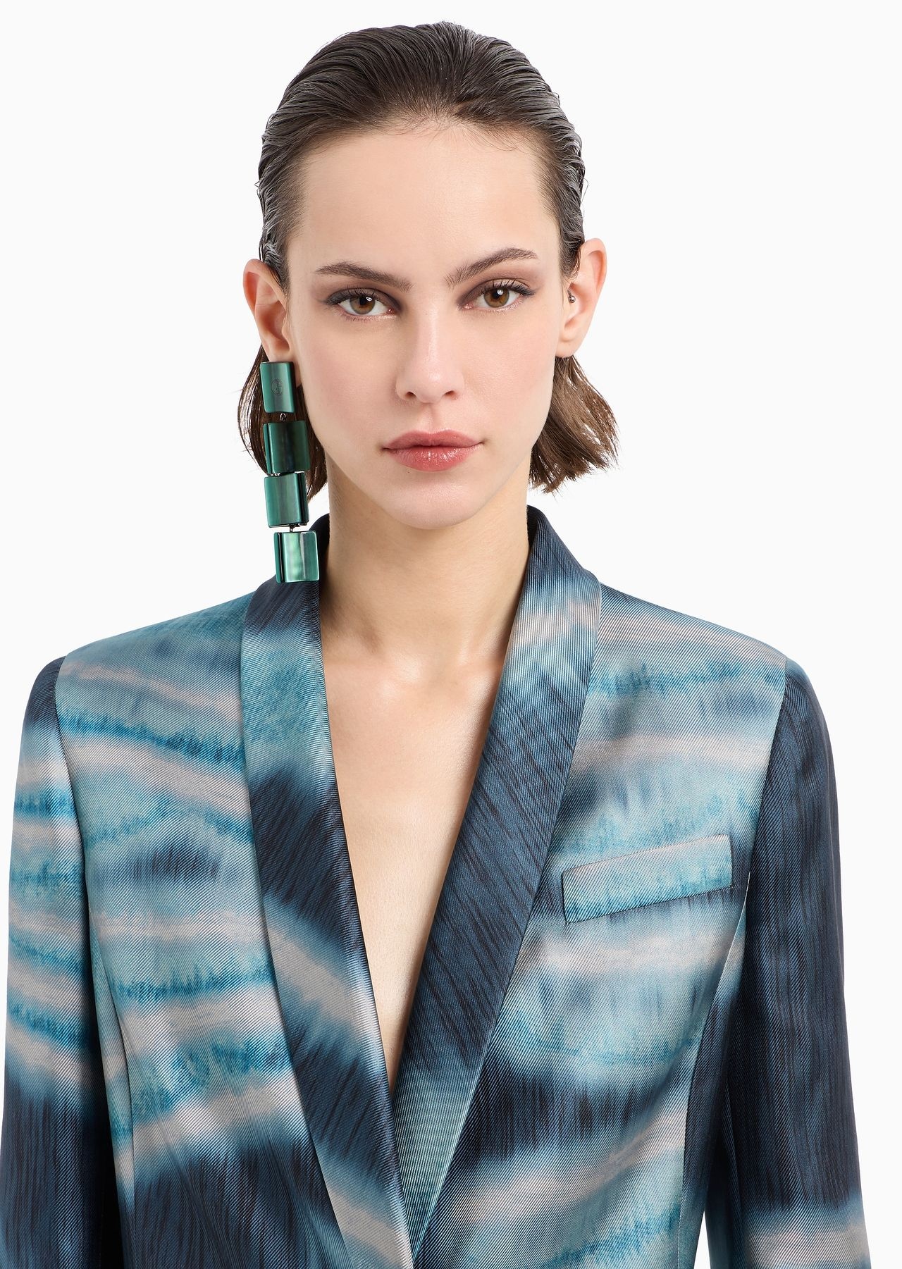 Single-breasted jacket in silk twill with a gradient print - 5