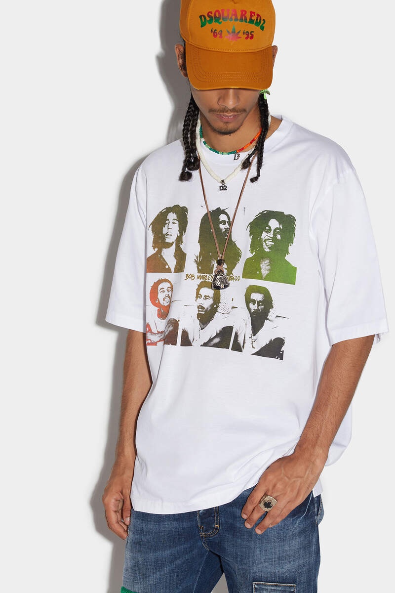 DSQUARED2 ボブマーリー BOB MARLEY POSTCARDS SKATER Tシャツ DSQUARED2 BOB MARLEY POSTCARDS SKATER T-SHIRT | REVERSIBLE
