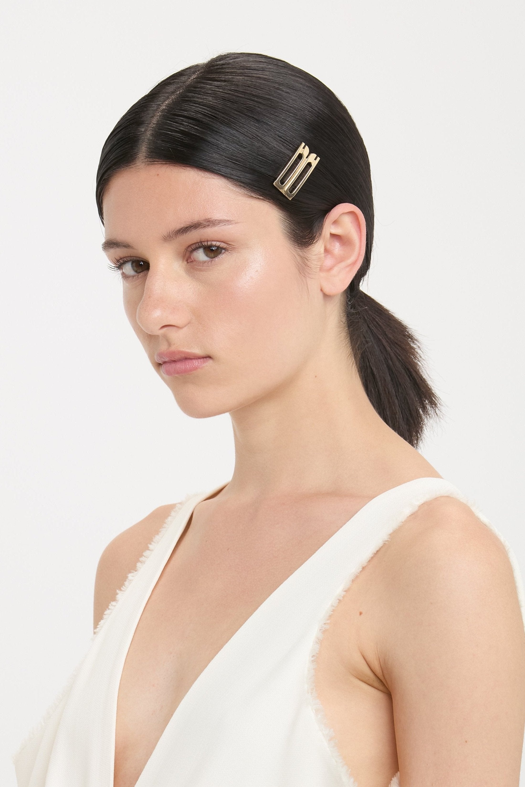 B Frame Hairclip In Light Gold - 2