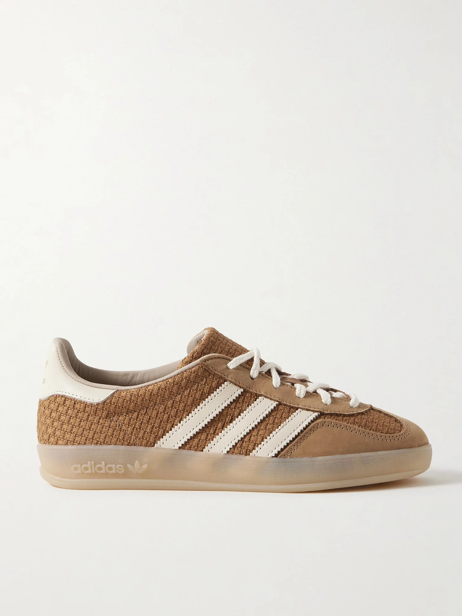 Gazelle Indoor nubuck and leather-trimmed jacquard sneakers Camel - 1