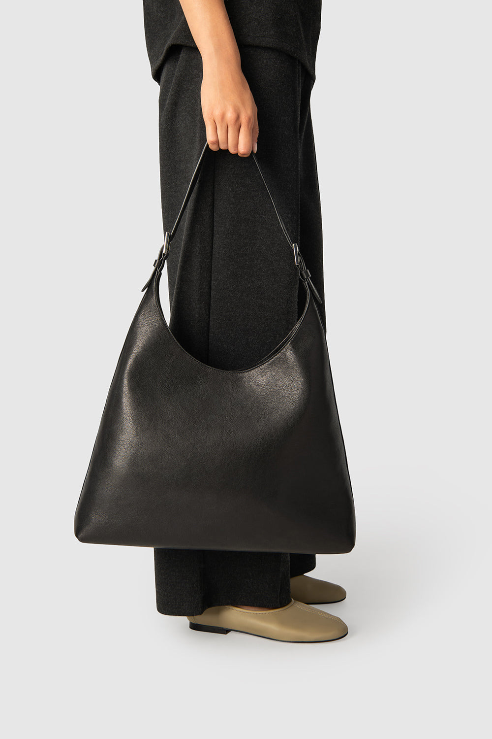 Camryn Black Washed Leather Shoulder Bag - 6