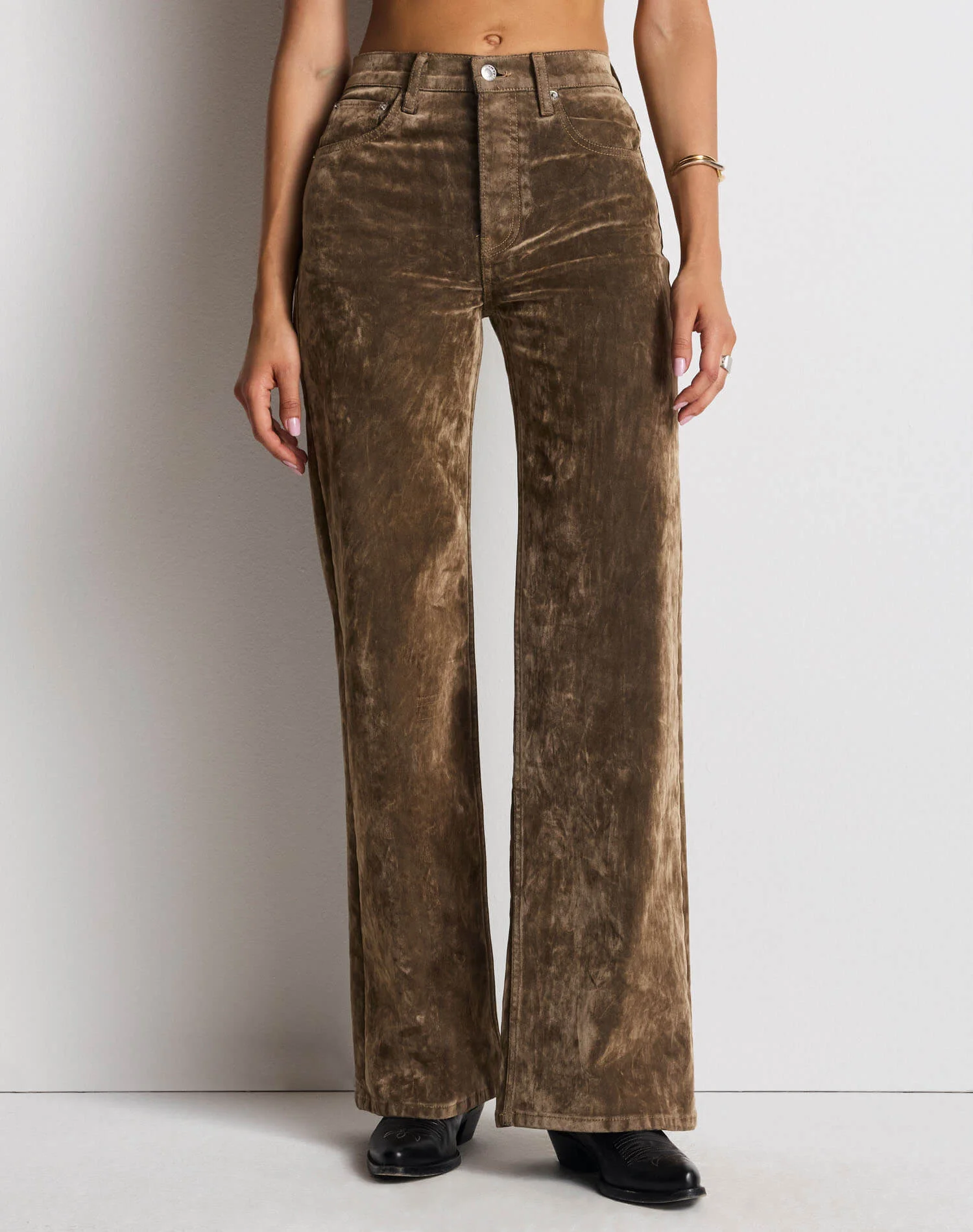 High Rise Wide Leg - Beige Flock - 1