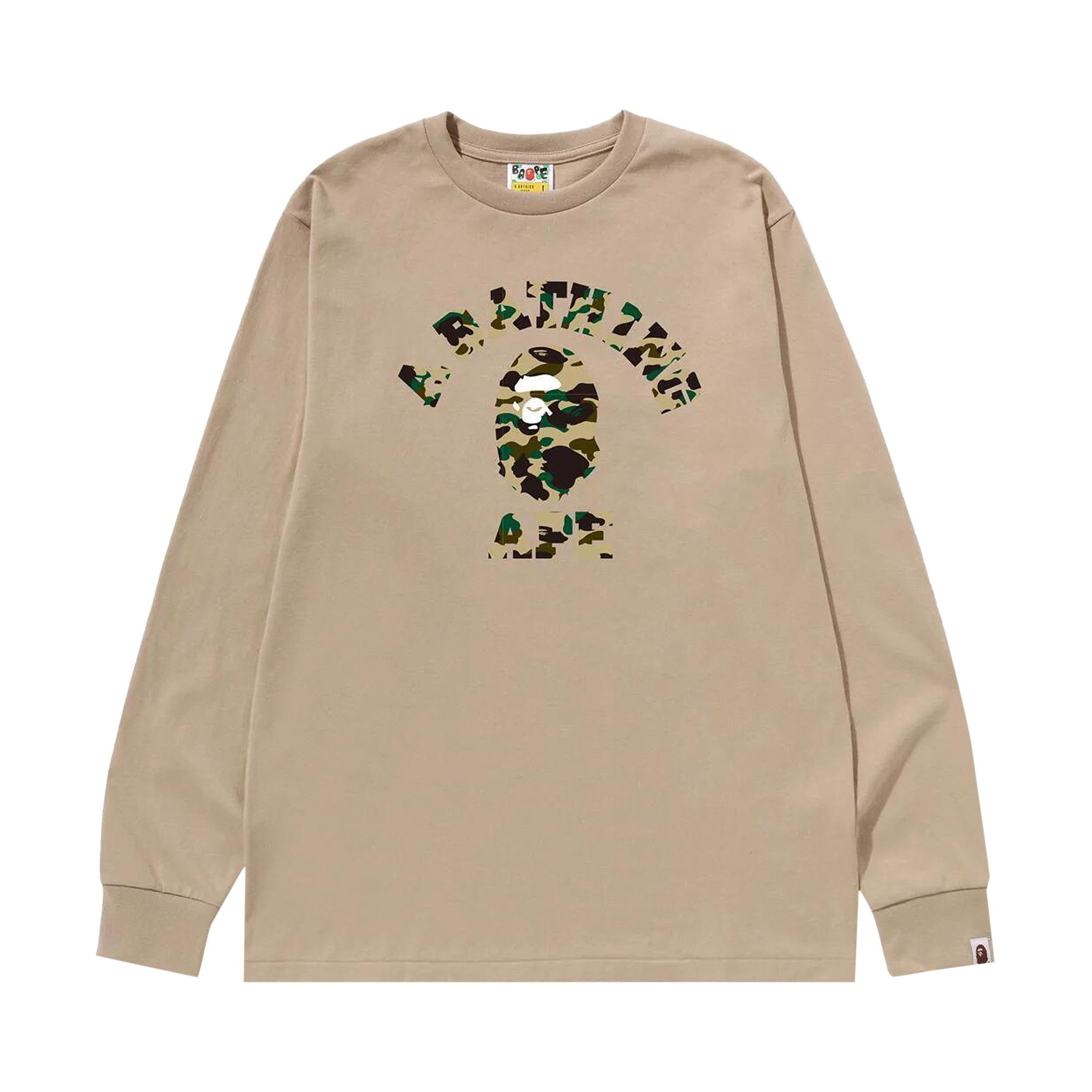 BAPE 1st Camo College Long-Sleeve Tee 'Beige/Yellow' - 1