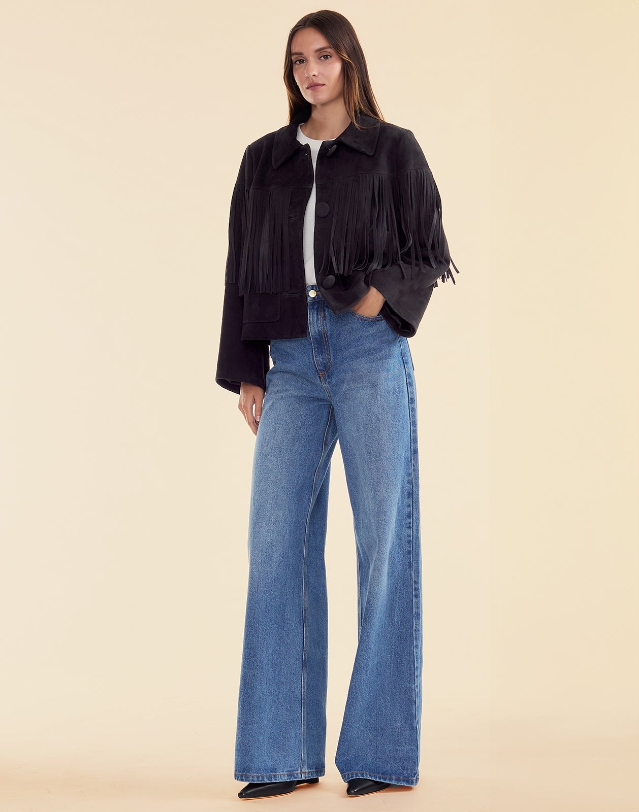 Carrie Cropped Fringe Suede Jacket - 4