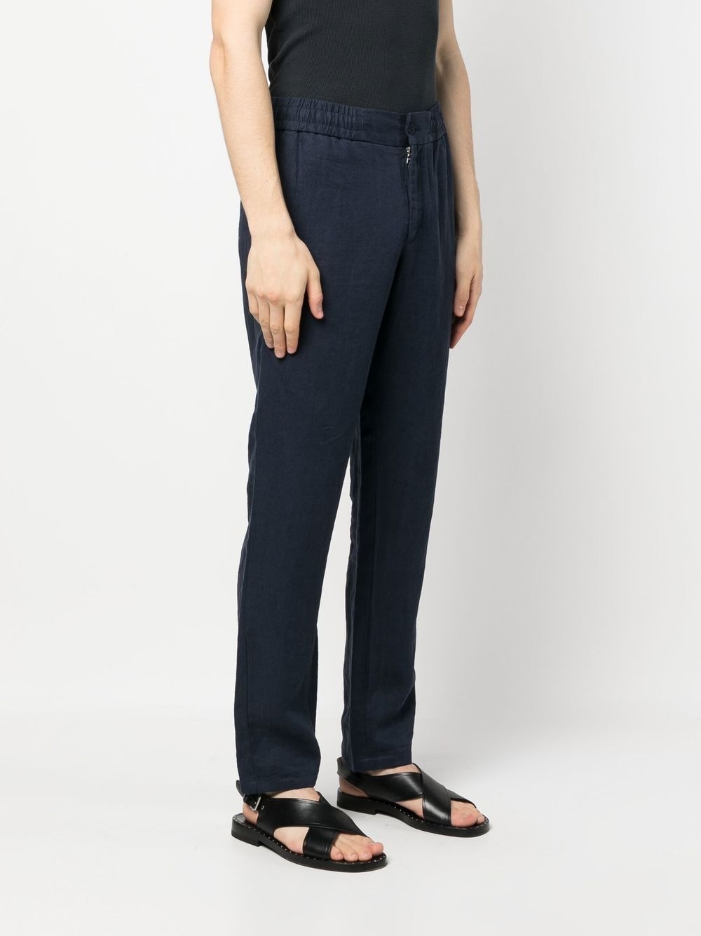 linen straight-leg trousers - 3