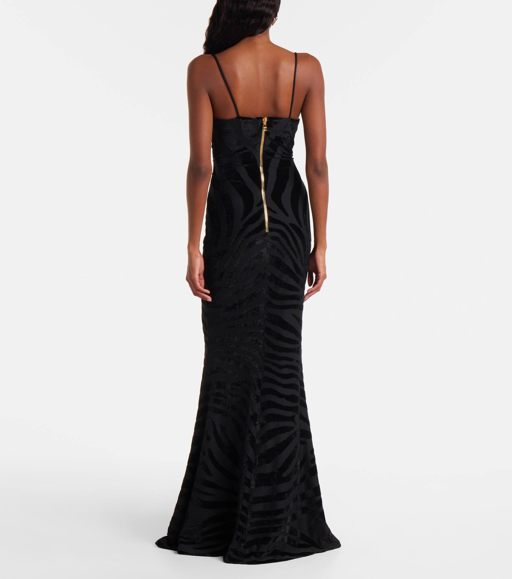 Zebra-print velvet maxi dress - 3