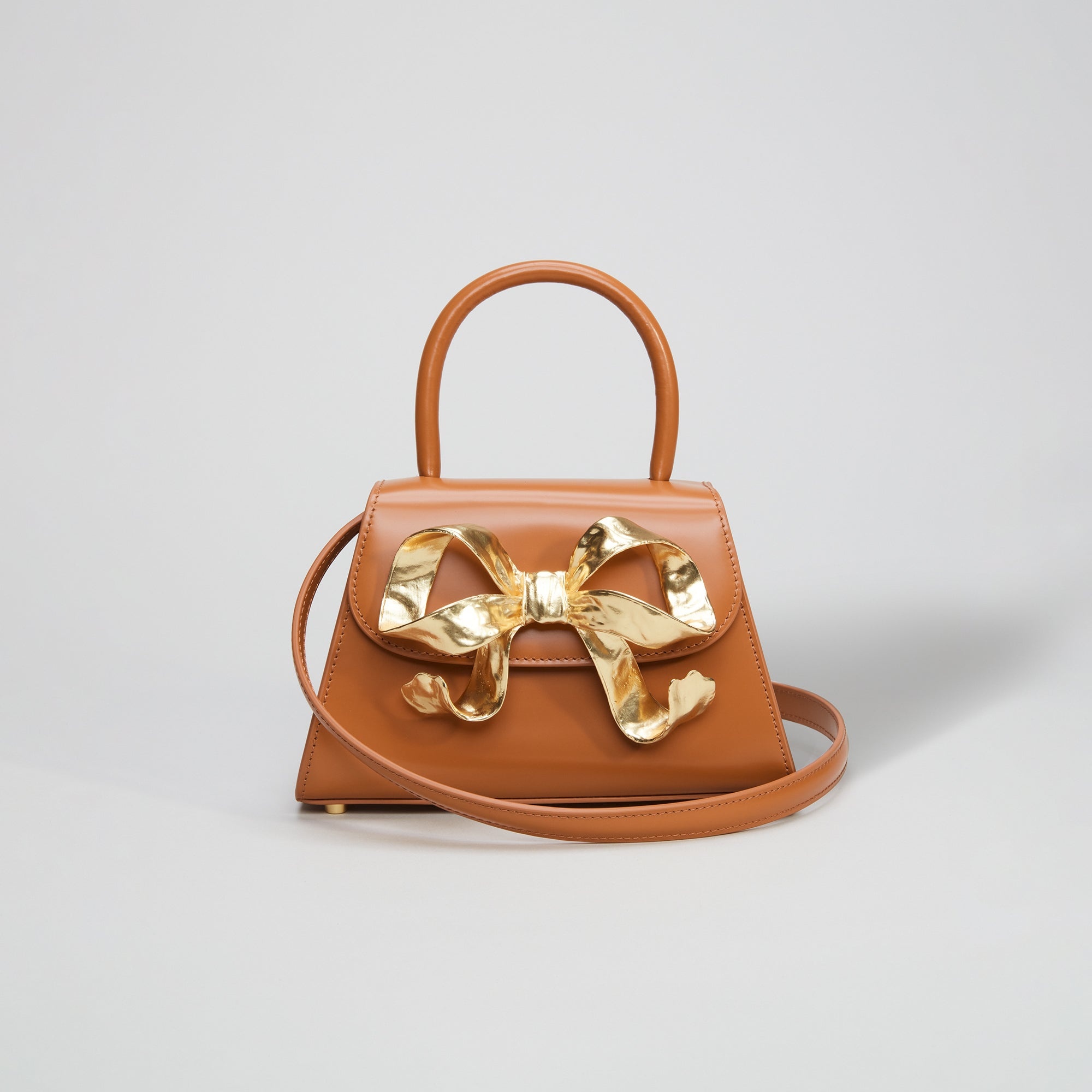 The Bow Mini in Tan with Gold Hardware - 4