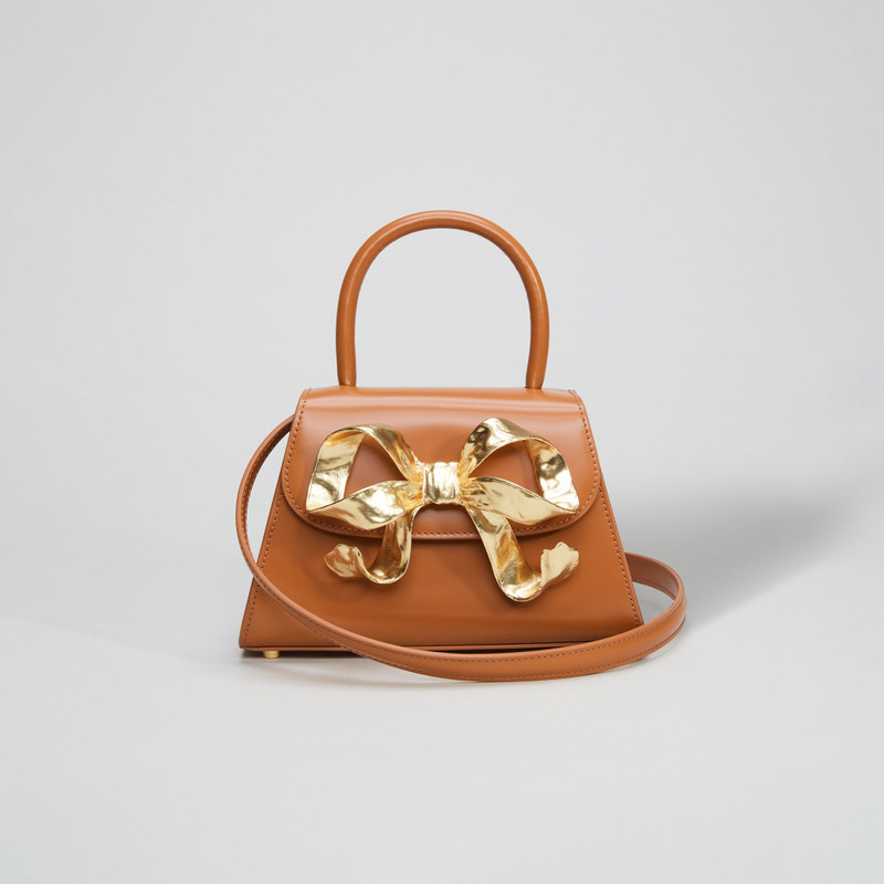 The Bow Mini in Tan with Gold Hardware 4
