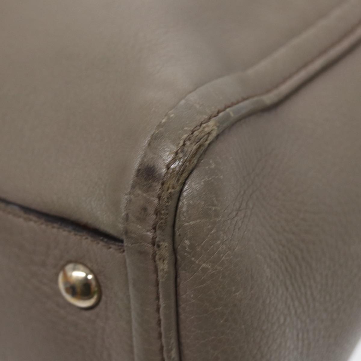 GUCCI Hand Bag Leather Gray Gold - 15