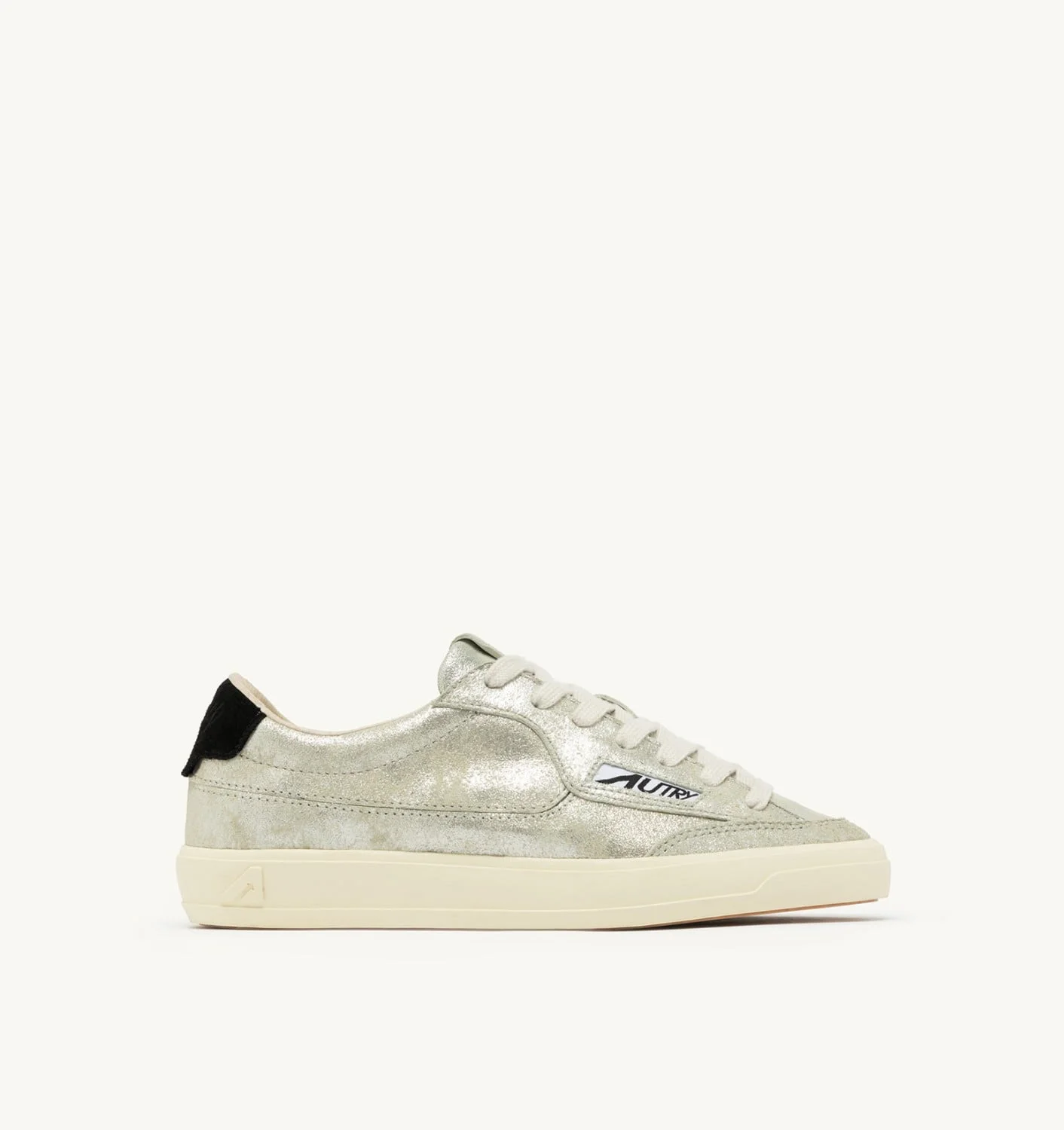 WINDSCAPE LOW SNEAKERS IN SILVER AND BLACK LAMINATED SUEDE - 1