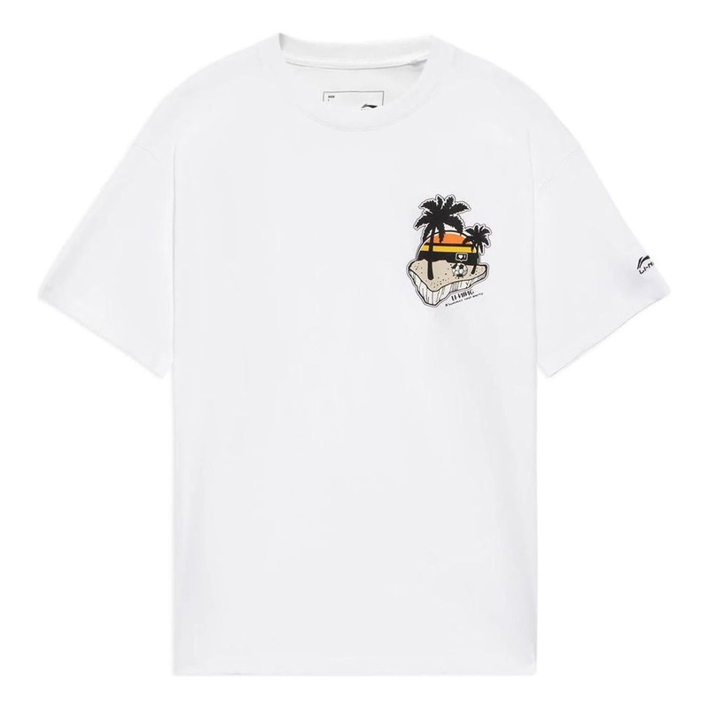 Li-Ning Beach 그래픽 느슨한 맞는 티셔츠 'White'AHSS327-1 - 1