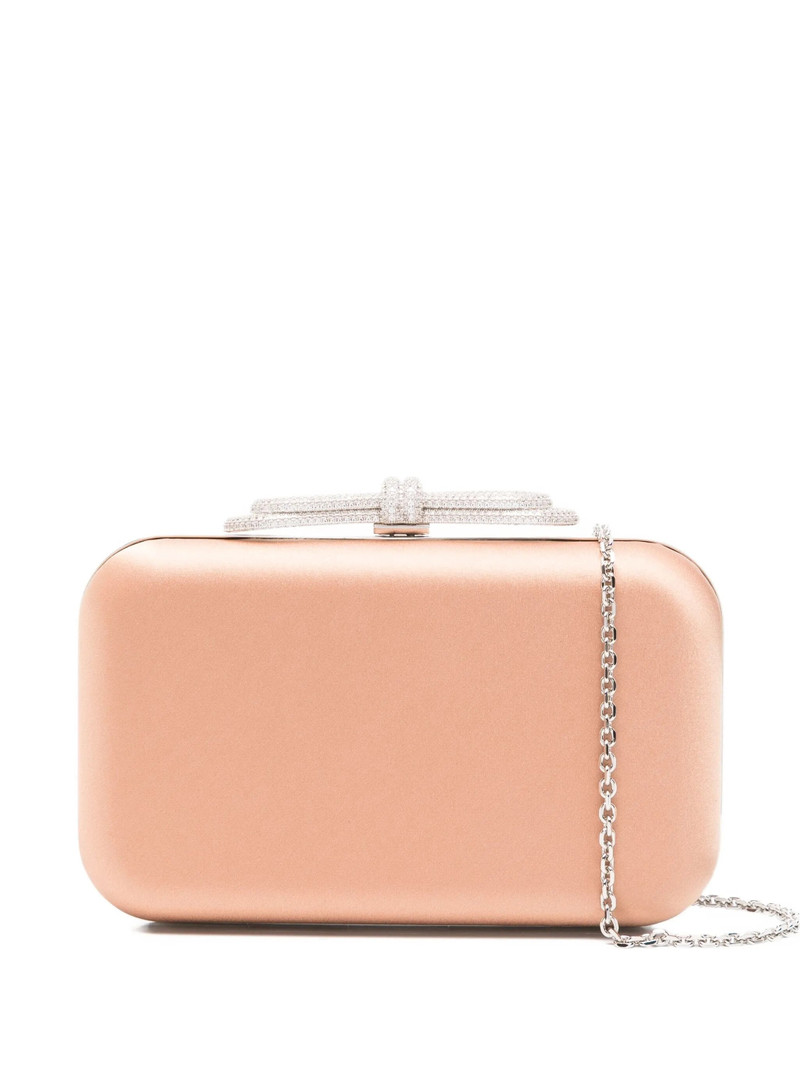 crystal-embellished bow-detail clutch bag 1