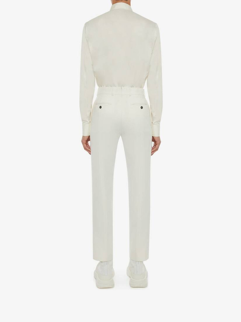 Ivory Wool Serge Cigarette Pants in Ivory 5