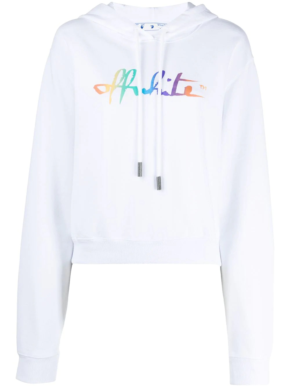 Rainbow logo print cropped hoodie - 1