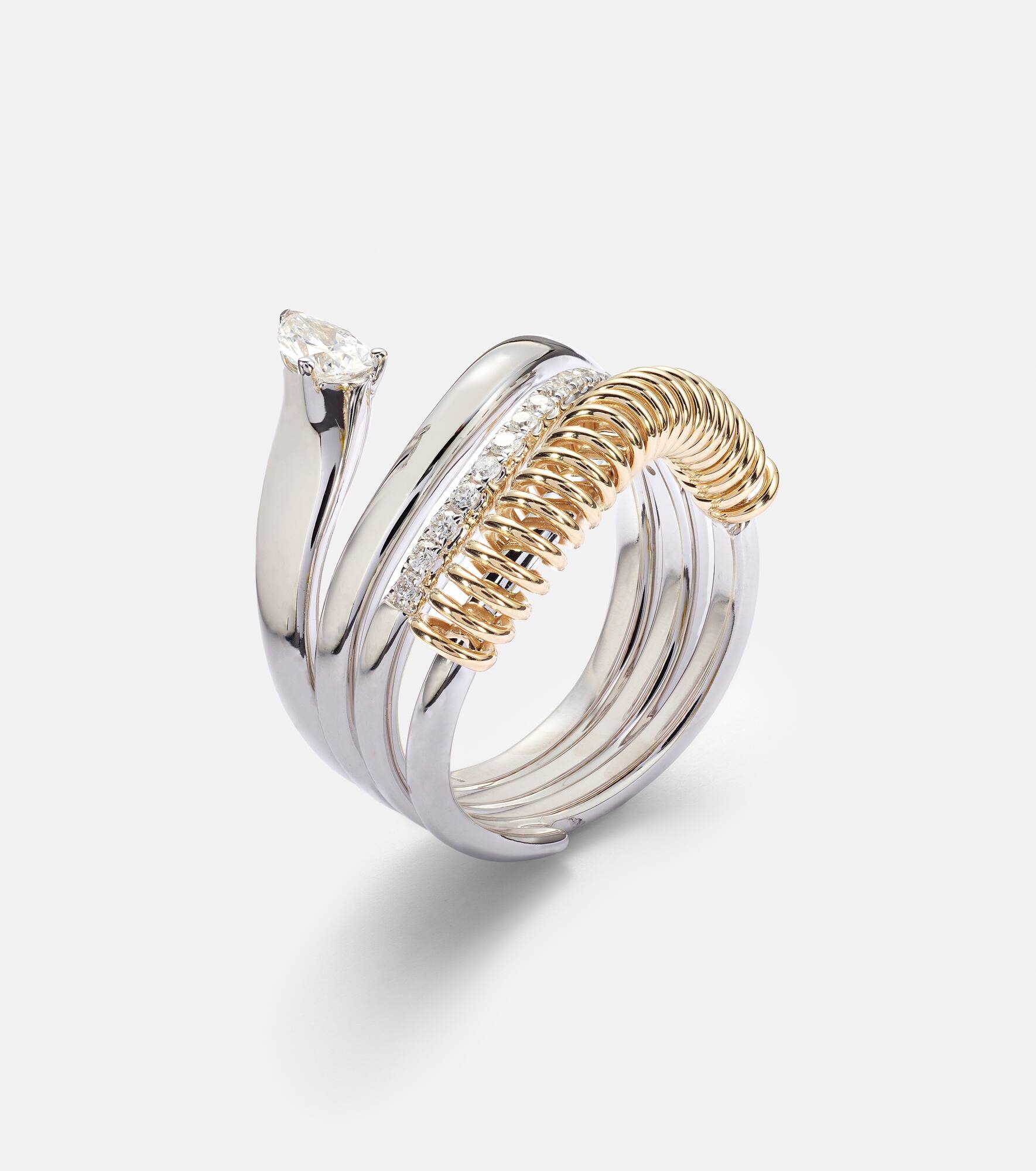 Versus Pear 18kt gold and white gold ring with diamonds - 4