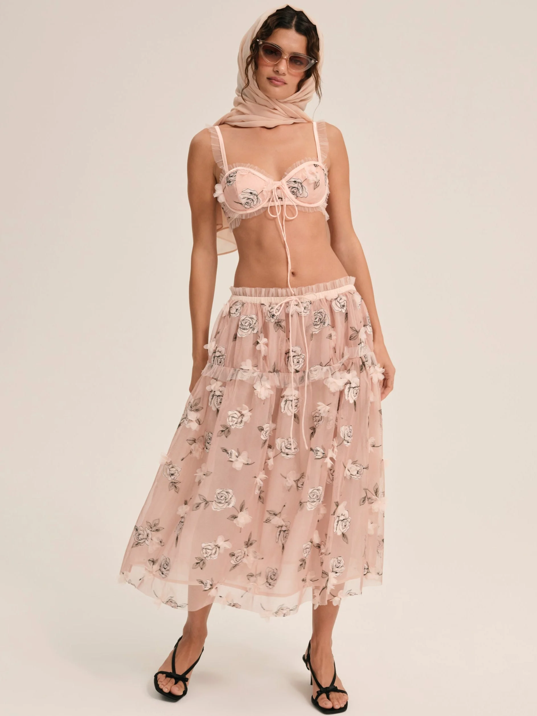 Blushing Rose Midi Skirt - 1